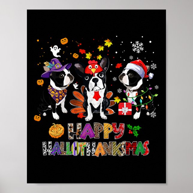 Póster Navidades del Día de Acción de Gracias Perro Terri (Frente)