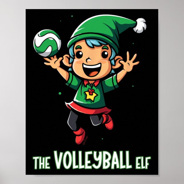 Póster Navidades del Elf de voleibol que coinciden con el (Frente)