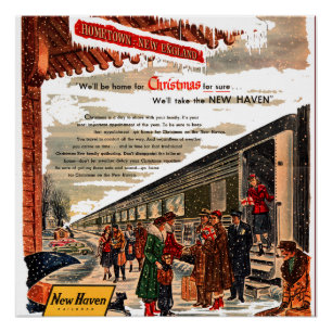 Póster Navidades del Ferrocarril de New Haven 1947   