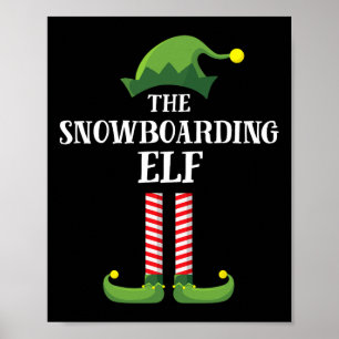 Póster Navidades del grupo familiar de Snowboard Elf Mate