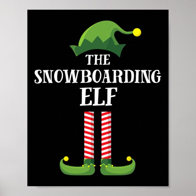 Póster Navidades del grupo familiar de Snowboard Elf Mate (Frente)