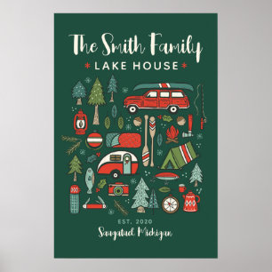 Póster Navidades del Lake House con nombre familiar perso