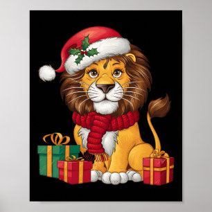Póster Navidades del León Lover Xmas Holiday Santa Lion