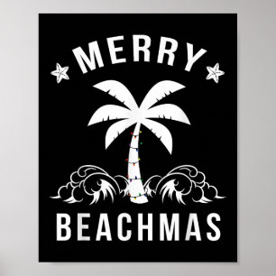 Póster Navidades del Merry Beachmas Palm Tree Beach