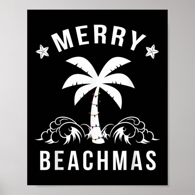 Póster Navidades del Merry Beachmas Palm Tree Beach (Frente)