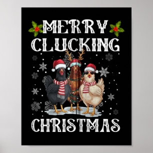 Póster Navidades del Merry Clucking Funny Chicken Santa H