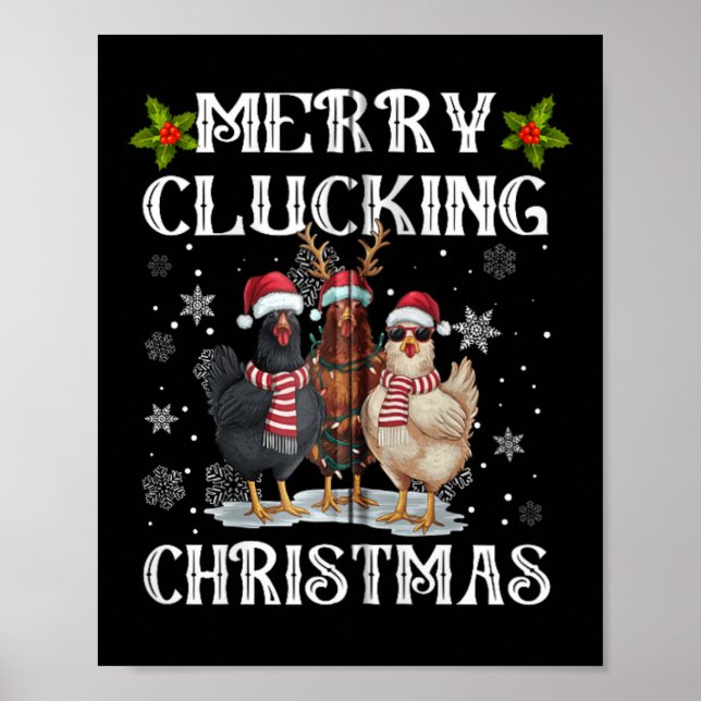 Póster Navidades del Merry Clucking Funny Chicken Santa H (Frente)