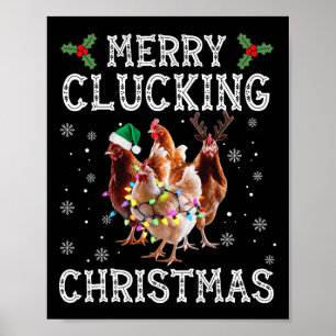 Póster Navidades del Merry Clucking Funny Chicken Santa H