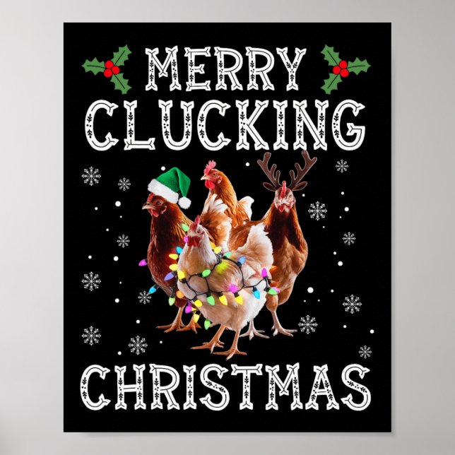 Póster Navidades del Merry Clucking Funny Chicken Santa H (Frente)