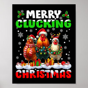 Póster Navidades del Merry Clucking Funny Chicken Santa H