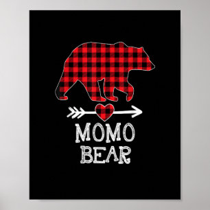 Póster Navidades del oso momo Pajama Red Plaid Buffalo Fa
