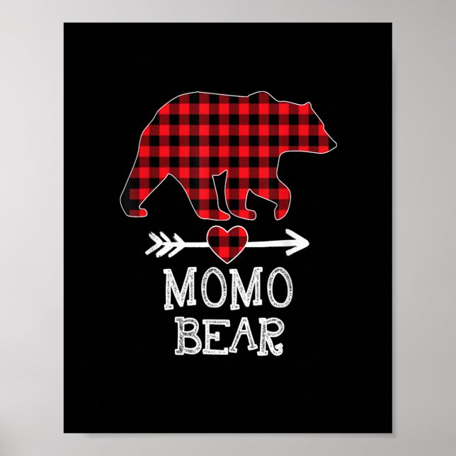 Póster Navidades del oso momo Pajama Red Plaid Buffalo Fa (Frente)