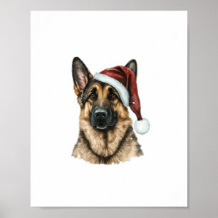 Póster Navidades del Pastor Alemán Santa Claus Dog