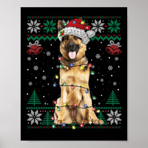 Póster Navidades del Pastor Alemán Santa Ugly Sweater Dog
