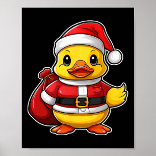 Póster Navidades del pato de caucho de Santa Claus navide