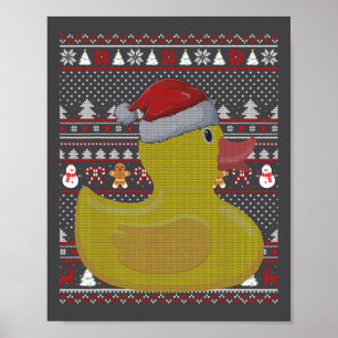 Póster Navidades del Pato del Caucho Feo de Santa Hat
