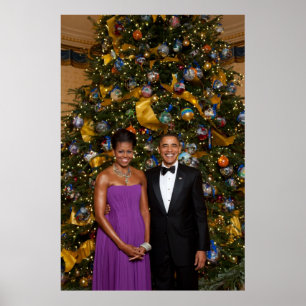 Póster Navidades del presidente Barack Obama y Michelle