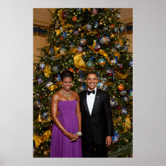 Póster Navidades del presidente Barack Obama y Michelle