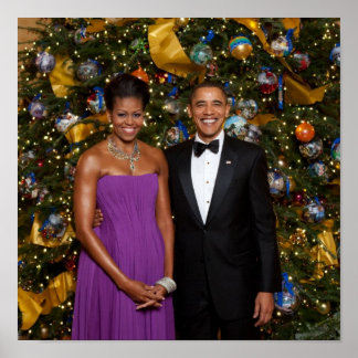 Póster Navidades del presidente Barack Obama y Michelle