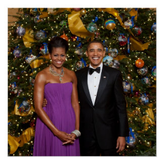 Póster Navidades del presidente Barack Obama y Michelle