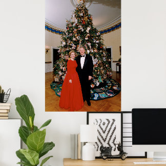 Póster Navidades del presidente estadounidense Bill Clint