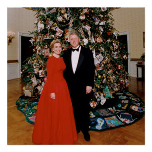 Póster Navidades del presidente estadounidense Bill Clint
