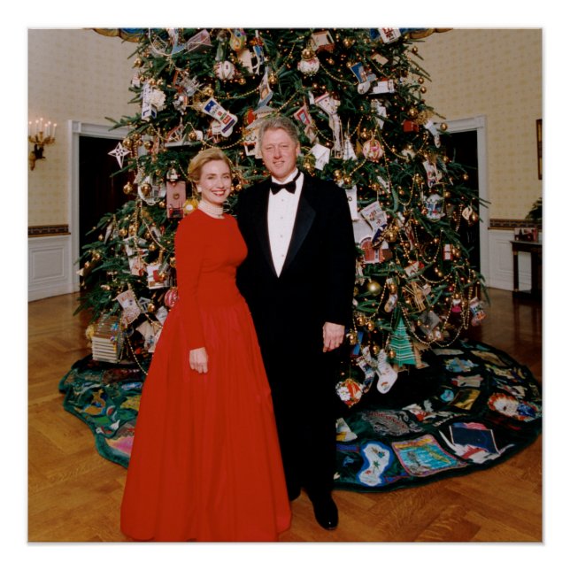 Póster Navidades del presidente estadounidense Bill Clint (Anverso)