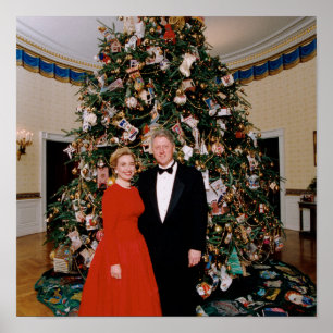 Póster Navidades del presidente estadounidense Bill Clint