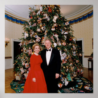 Póster Navidades del presidente estadounidense Bill Clint