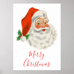 Póster Navidades del Retro Vintage Jolly Santa Claus