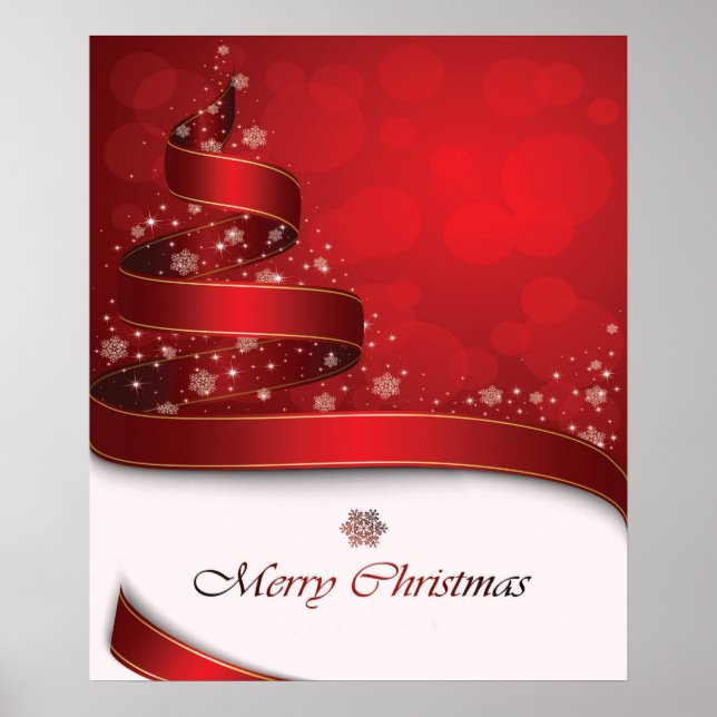 Póster Navidades deslumbrantes rojos dorados y copos de n (Frente)