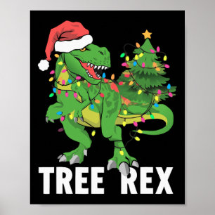 Póster Navidades Dinosaur Tree Rex Xmas Trex Pajamas Homb
