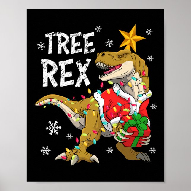 Póster Navidades Dinosaurios Árbol Rex Pajamas Hombres Ni (Frente)