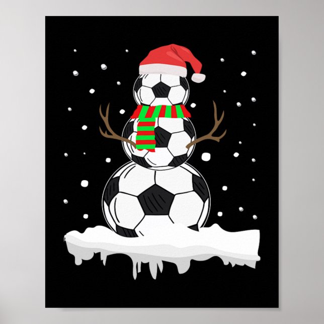 Póster Navidades divertida pelota de fútbol Snowman Xmas  (Frente)