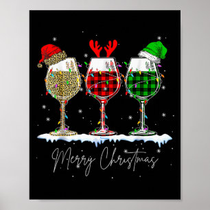 Póster Navidades Divertidas De Navidad Copas De Vino Fies
