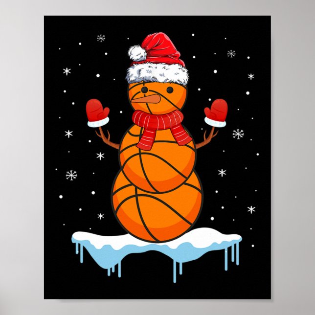 Póster Navidades divertidos Baloncesto Santa Snowman (Frente)