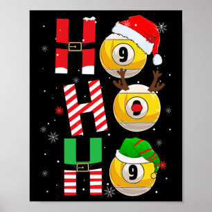 Póster Navidades divertidos Billiards Ho Ho Ho Ho Xmas Ma