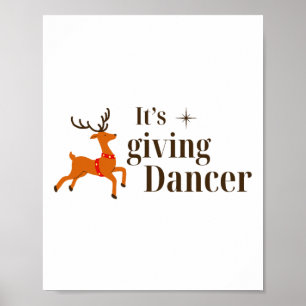 Póster Navidades divertidos dan baile a bailarinas de ren