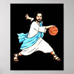 Póster Navidades divertidos de Jesus Play Baloncesto
