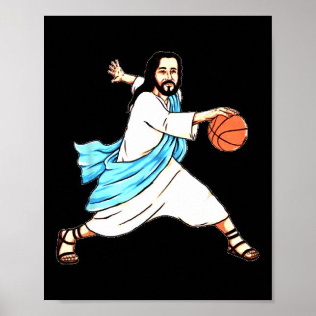 Póster Navidades divertidos de Jesus Play Baloncesto (Frente)
