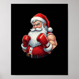 Póster Navidades divertidos de Santa A Boxer Boxing Ho-ly
