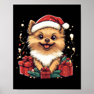 Póster Navidades divertidos de Santa Hat Pomerania
