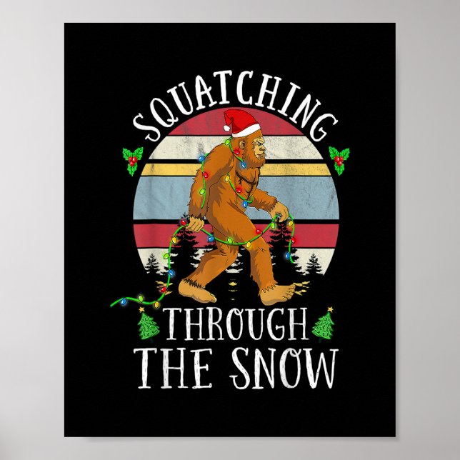 Póster Navidades divertidos de Sasquatch ocupando navidad (Frente)
