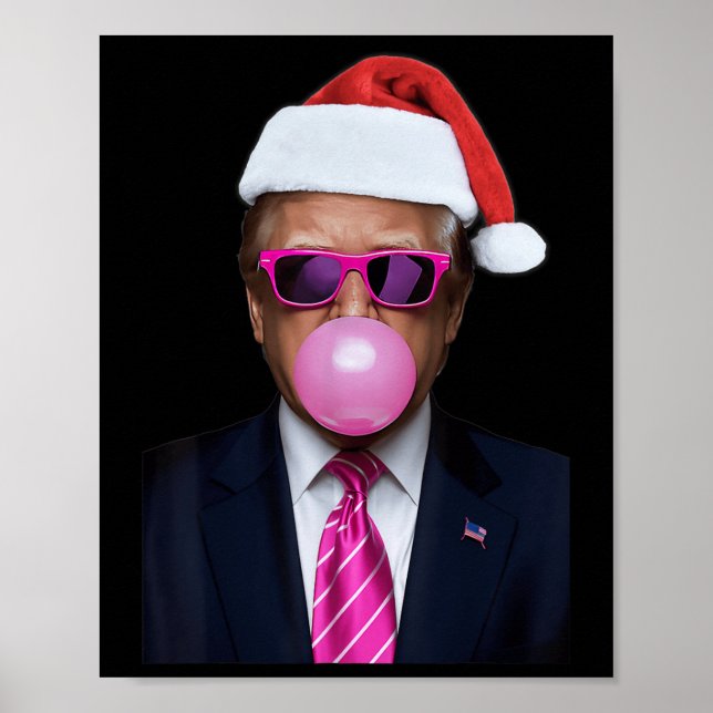 Póster Navidades divertidos de Trump con espuma rosa de b (Frente)