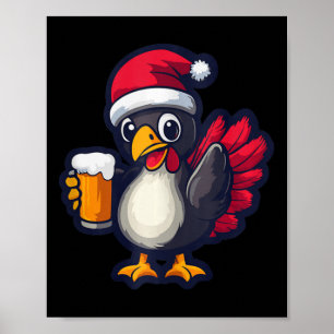 Póster Navidades divertidos de Turquía con cómico de cerv