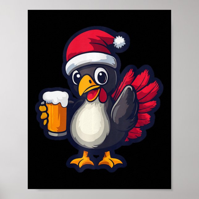 Póster Navidades divertidos de Turquía con cómico de cerv (Frente)