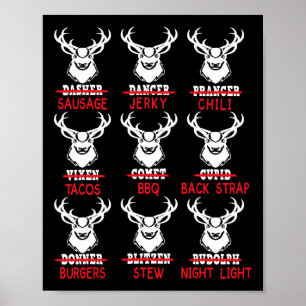 Póster Navidades divertidos Deer Bow Cazando a Santa Men