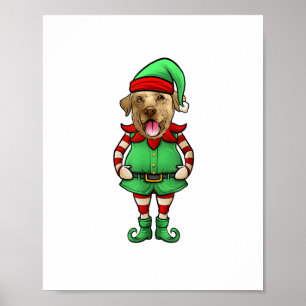 Póster Navidades divertidos Elf Yellow Lab Perro Amarillo