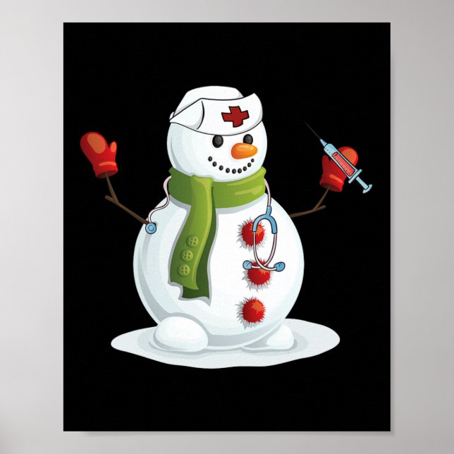 Póster Navidades divertidos enfermera Enfermería de hombr (Frente)