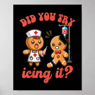 Póster Navidades Divertidos Enfermeras Gingerbread Hombre